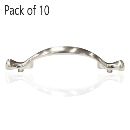 Long Footed 3-3/4 in (96mm) Satin Nickel Drawer Pull (10-Pack)