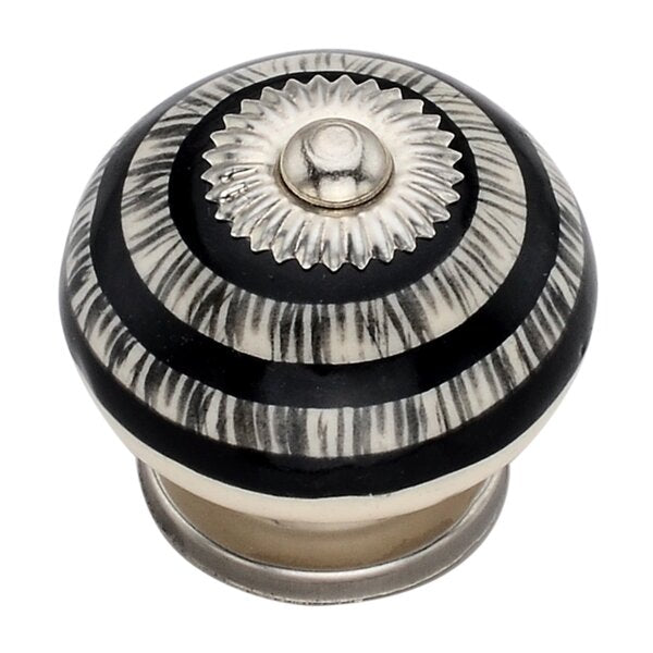Mascot Hardware Ringed 1-3/5 in. Black Grass Round Cabinet Knob (Pack of 10)