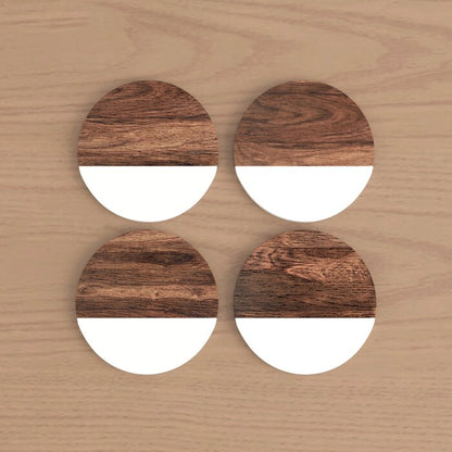Mascot Hardware Fusion Round Wood & Resin Coaster Set of 4