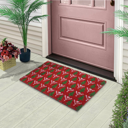 Christmas Tree Collection 28 in. x 18 in. Anti Slip Indoor and Outdoor Coir Mat