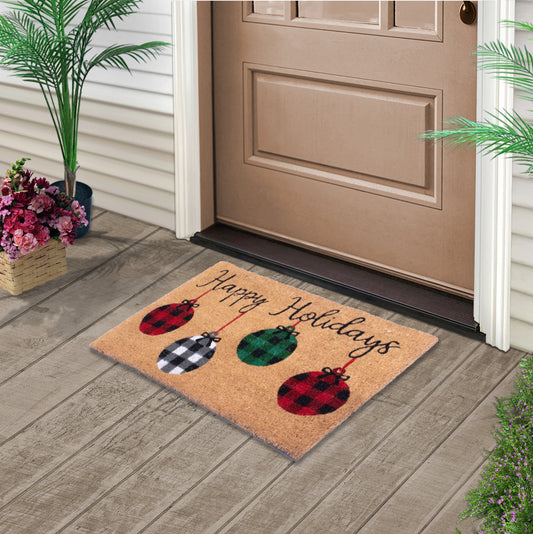 Holiday Collection 28 in. x 18 in. Coir Outdoor Doormat Natural Coir Mat