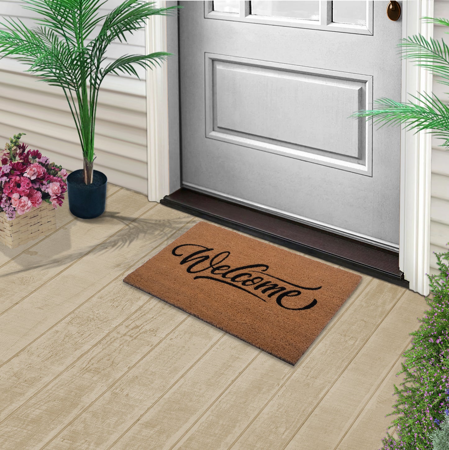 Welcome , Natural Coir Doormat With Non slip 30 x 18 Indoor and Outdoor Coir Mat