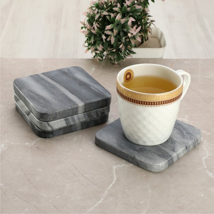 Mascot Hardware Square  Marble Coaster Set of 4