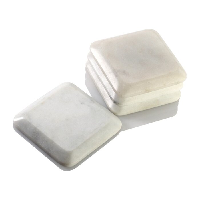 Mascot Hardware Square White Marble Taper Coaster Set of 4