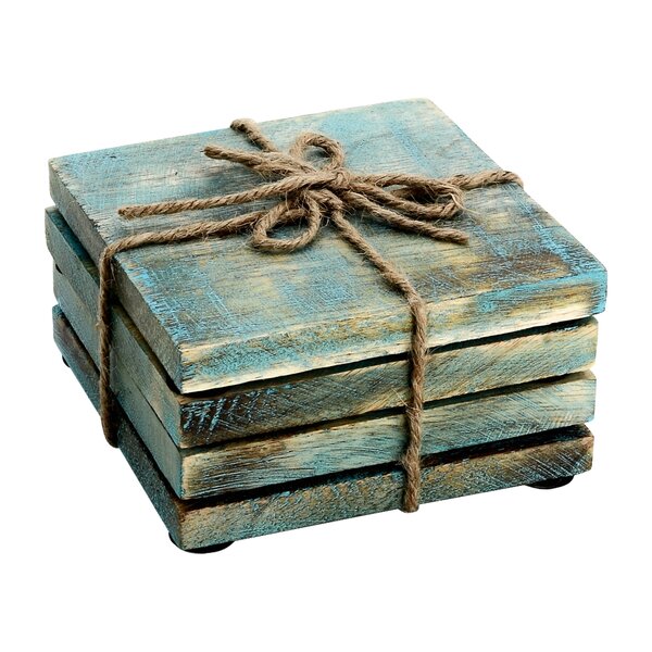 Mascot Hardware Wooden Square 4 pieces Coaster Set