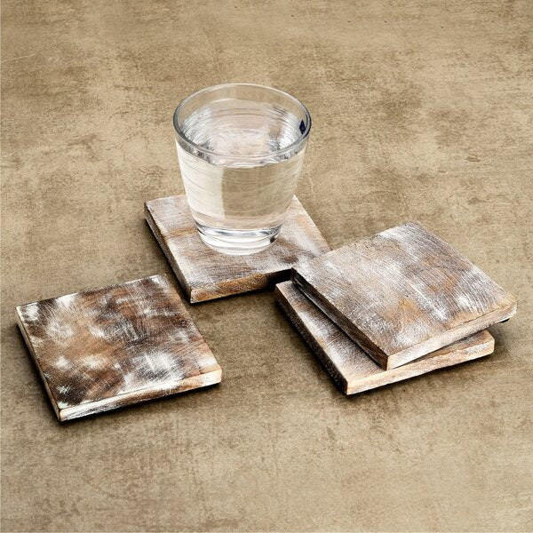 Mascot Hardware Wooden Square 4 pieces Coaster Set