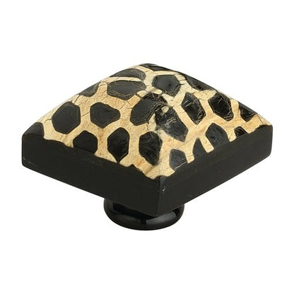 Mascot Hardware Stone Pattern Pyramid 1-3/8 in. Black on Distressed Yellow Cabinet Knob