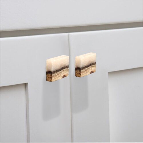 Mascot Hardware Frosted Straight Timber 1-7/11 in.  42 X 32mm White Resin Straight Knob