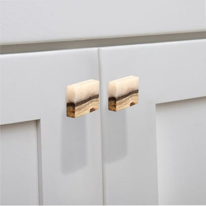 Mascot Hardware Frosted Straight Timber 1-7/11 in.  42 X 32mm White Resin Straight Knob