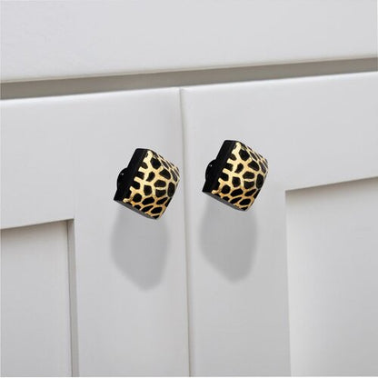 Mascot Hardware Stone Pattern Pyramid 1-3/8 in. Black on Distressed Yellow Cabinet Knob