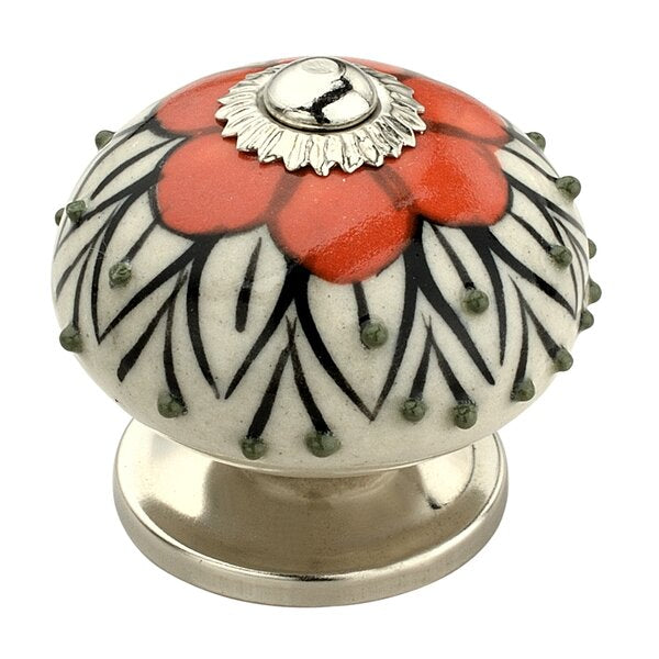 Stone Pattern 1-3/5 in. Orange & White Cabinet Knob (Pack of 10)
