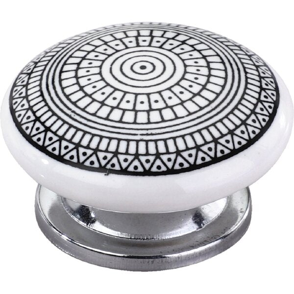 Mascot Hardware Tribal Design 1-3/5 in. Black & White Cabinet Knob (Pack of 10)