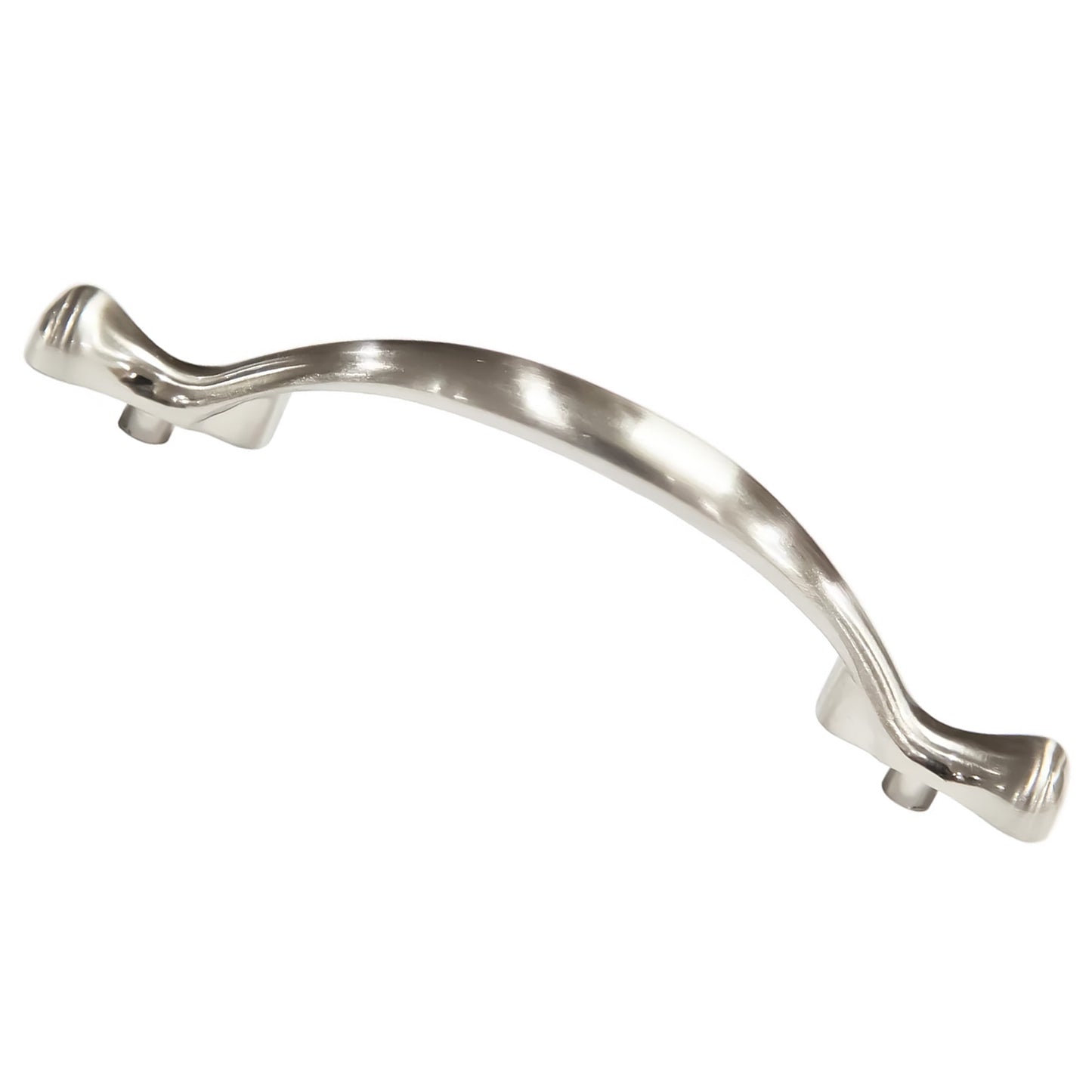 Long Footed 3-3/4 in (96mm) Satin Nickel Drawer Pull (10-Pack)