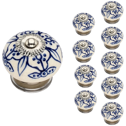 Mascot Hardware Petunia Washed 1-4/7 in. Blue Cabinet knob (Pack of 10)
