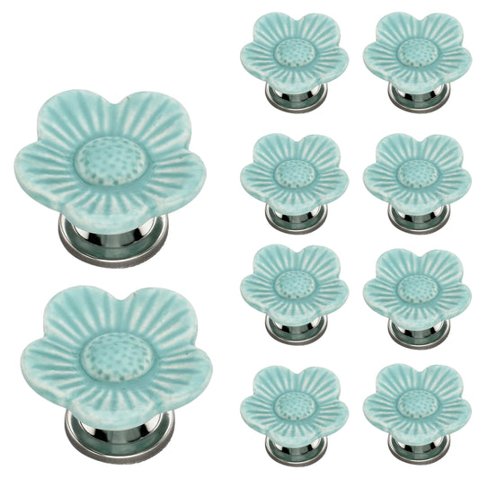 Mascot Hardware 2 in. Morden Flower Ceramic Cabinet Drawer Knob (Pack of 10)