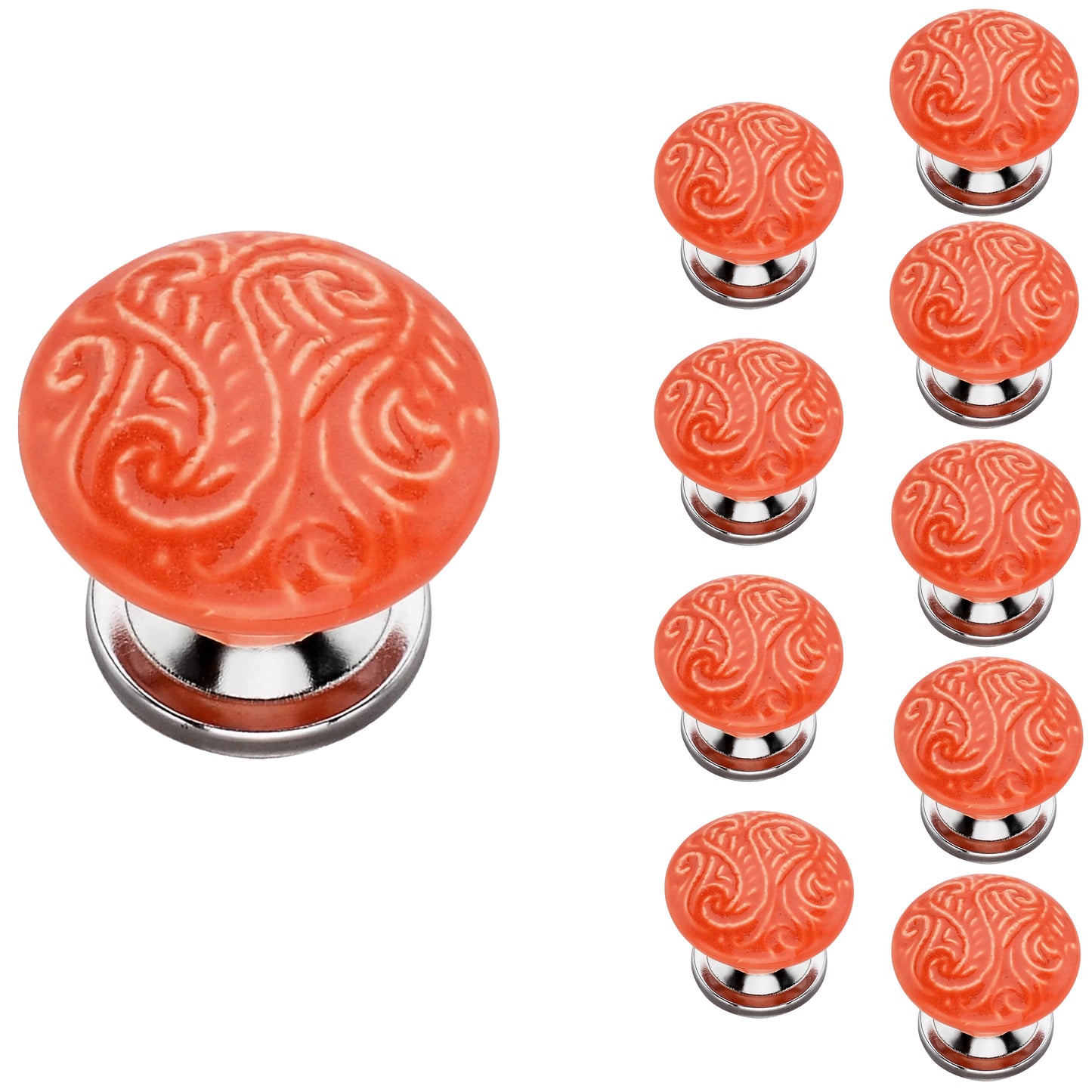 Mascot Hardware Intricate 1-1/2 in. Orange Mushroom Cabinet Knob (Pack of 10)