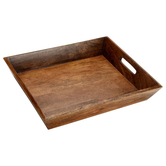 Mascot Hardware Natural 15'' Decorative Wooden Serving Tray with Handle