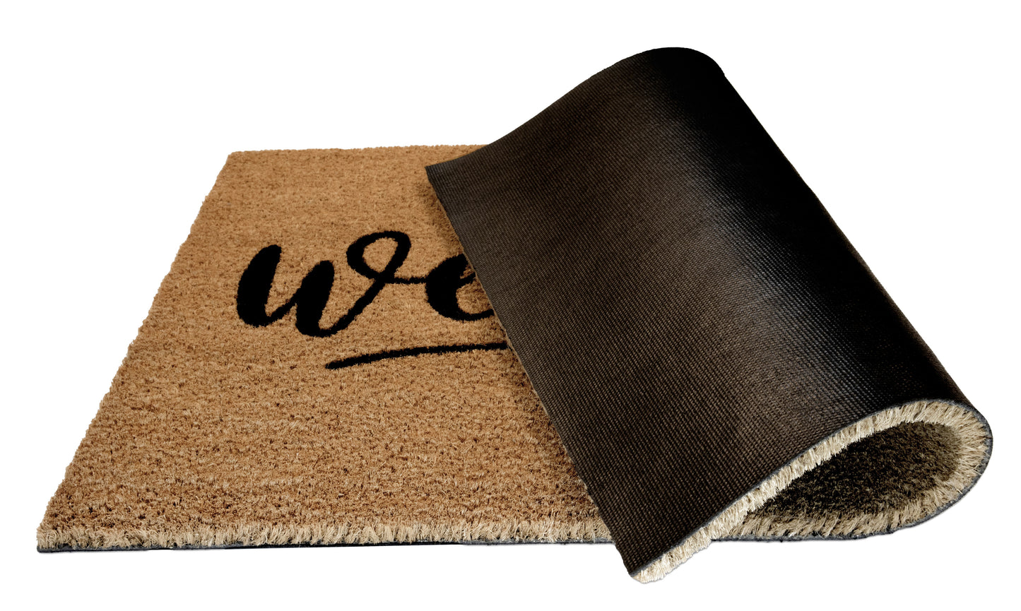 Natural Coir Doormat with Non-Slip Backing - 28 x 18 - Outdoor / Indoor - Natural