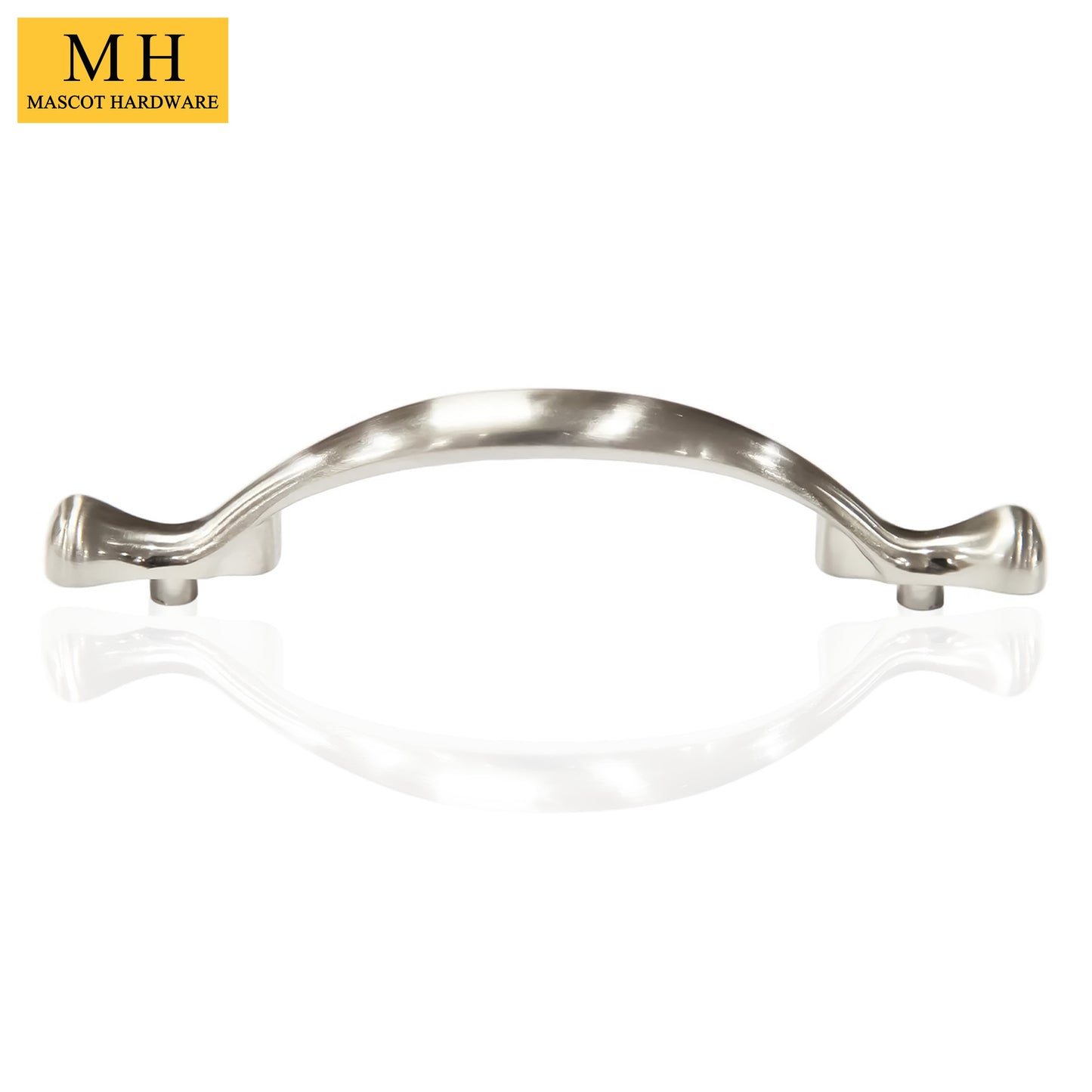 Long Footed 3-3/4 in (96mm) Satin Nickel Drawer Pull (10-Pack)