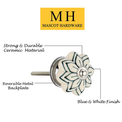 Mascot Hardware Green 1-4/7 in. Floral on White Cabinet Knob (Pack of 10)