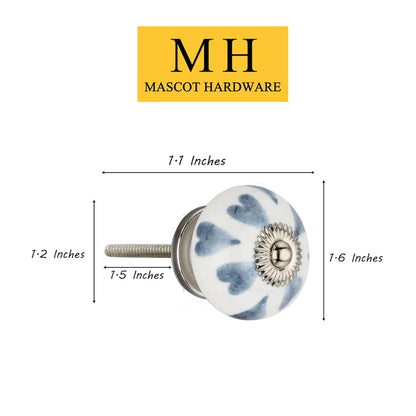 Mascot Hardware Heart Washed 1-4/7 in. Grey Cabinet Knob (Pack of 10)