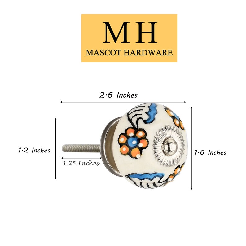 Mascot Hardware Notch 1-3/5 in. Cream & Blue Cabinet Knob (Pack of 10)