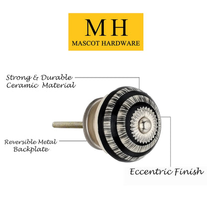Mascot Hardware Ringed 1-3/5 in. Black Grass Round Cabinet Knob (Pack of 10)