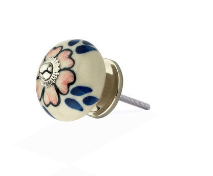 Mascot Hardware Flower de-Top 1-3/5 in. Blue & Cream Cabinet Knob (Pack of 10)