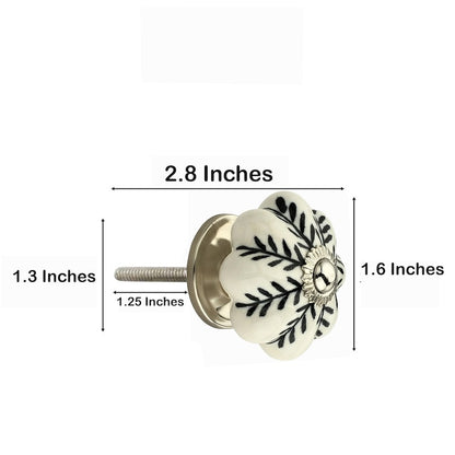 Melon Flower 1-7/10 in. Black & White Cabinet Knob (Pack of 10)