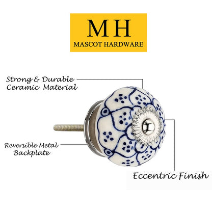 Mascot Hardware Pansy Washed 1-4/7 in. Blue Cabinet Knob (Pack of 10)