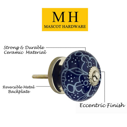 Designer 1-3/5 in. Blue & White Cabinet Knob (Pack of 10)