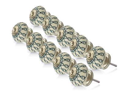 1-3/5 in. White & Green Cabinet Knob (Pack of 10