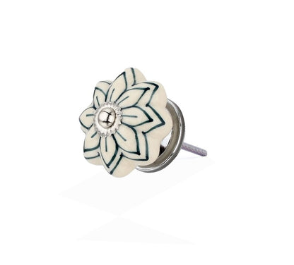 Mascot Hardware Green 1-4/7 in. Floral on White Cabinet Knob (Pack of 10)