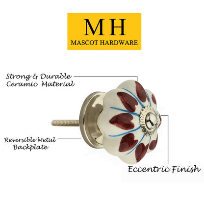 Mascot Hardware Heart 1-37/50 in. White Cabinet Knob (Pack of 10)