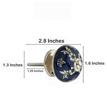 Floral  1-3/5 in. Blue & White Cabinet Knob (Pack of 10)