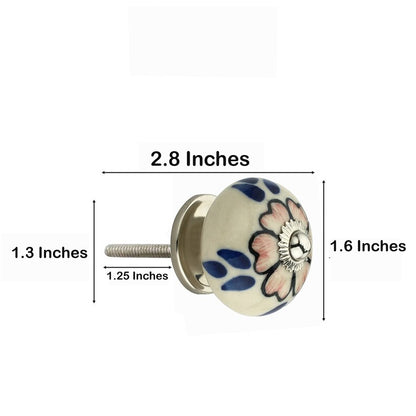 Mascot Hardware Flower de-Top 1-3/5 in. Blue & Cream Cabinet Knob (Pack of 10)