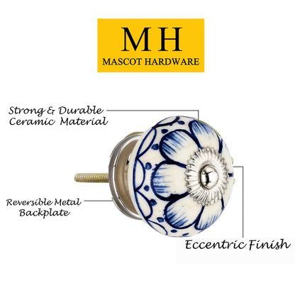 Mascot Hardware Camellia Washed 1-4/7 in. Blue Cabinet Knob (Pack of 10)