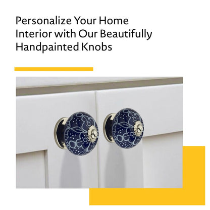 Designer 1-3/5 in. Blue & White Cabinet Knob (Pack of 10)