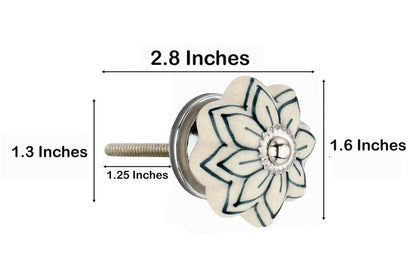 Mascot Hardware Green 1-4/7 in. Floral on White Cabinet Knob (Pack of 10)