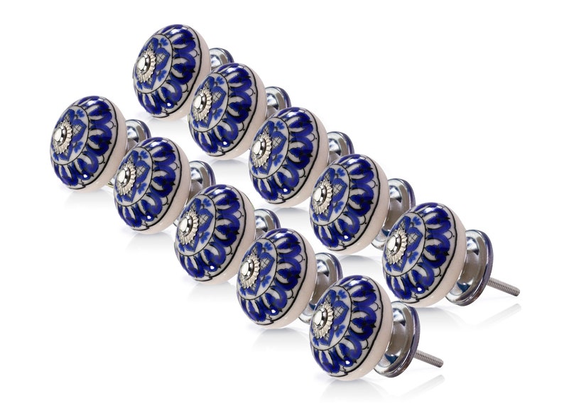 Mascot Hardware Concord 1-3/5 in. Blue Leaves Cabinet Knob (Pack of 10)