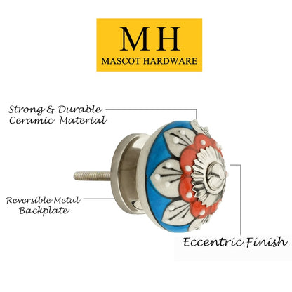 Mascot Hardware Stone Pattern Round 1-4/7 in. Red & Blue Cabinet Knob (Pack of 10)