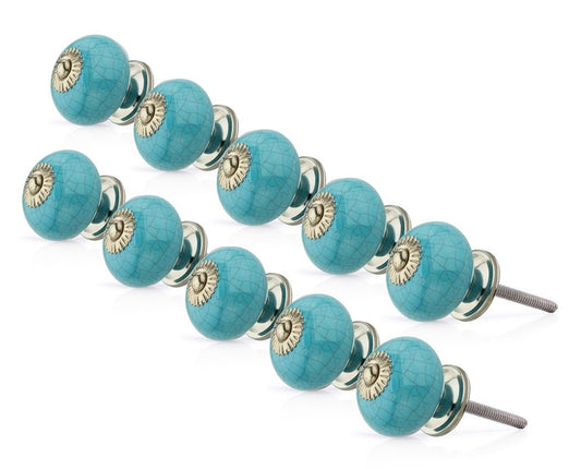 Mascot Hardware Crackled Round 1-29/50 in. Light Blue Cabinet Knob (Pack of 10)