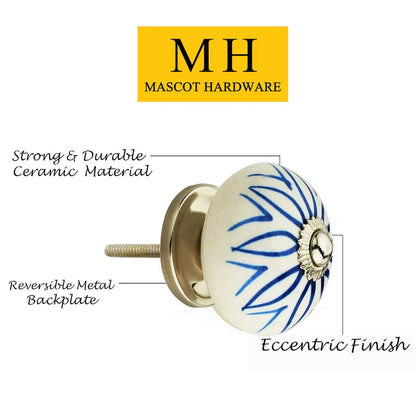 Mascot Hardware 1-5/8 in. Blue & White Cabinet Knob (Pack of 10)