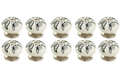 Designer 1-3/5 in. Black & White Cabinet Knob (Pack of 10)