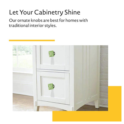 Mascot Hardware Intricate 1-4/7 in. Lime Tile Cabinet Knob (Pack of 10)