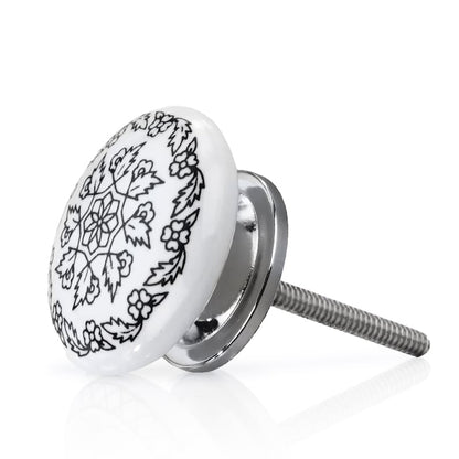 Mascot Hardware wirl Leaves 1-3/5 in. Black & White Cabinet Knob - Pack of 10