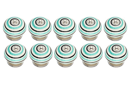 Mascot Hardware Ringed 1-4/7 in. Green and Black Round Cabinet Knob (Pack of 10)