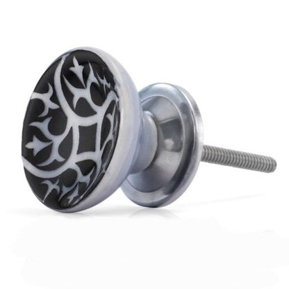 Mascot Hardware Swirl Design 1-1/2 in. Black Cupped Ceramic Cabinet Knob