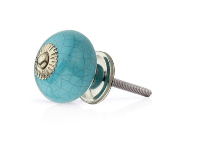 Mascot Hardware Crackled Round 1-29/50 in. Light Blue Cabinet Knob (Pack of 10)