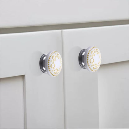 Mascot Hardware Brownsville 1-4/7 in. Yellow Design Drawer Cabinet Knob - Pack of 10